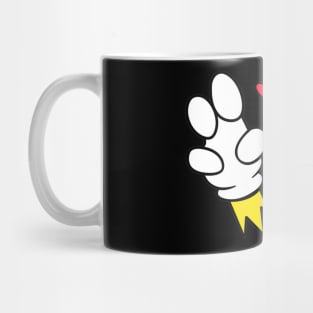 Dope hands grabbing action cartoon illustration Mug